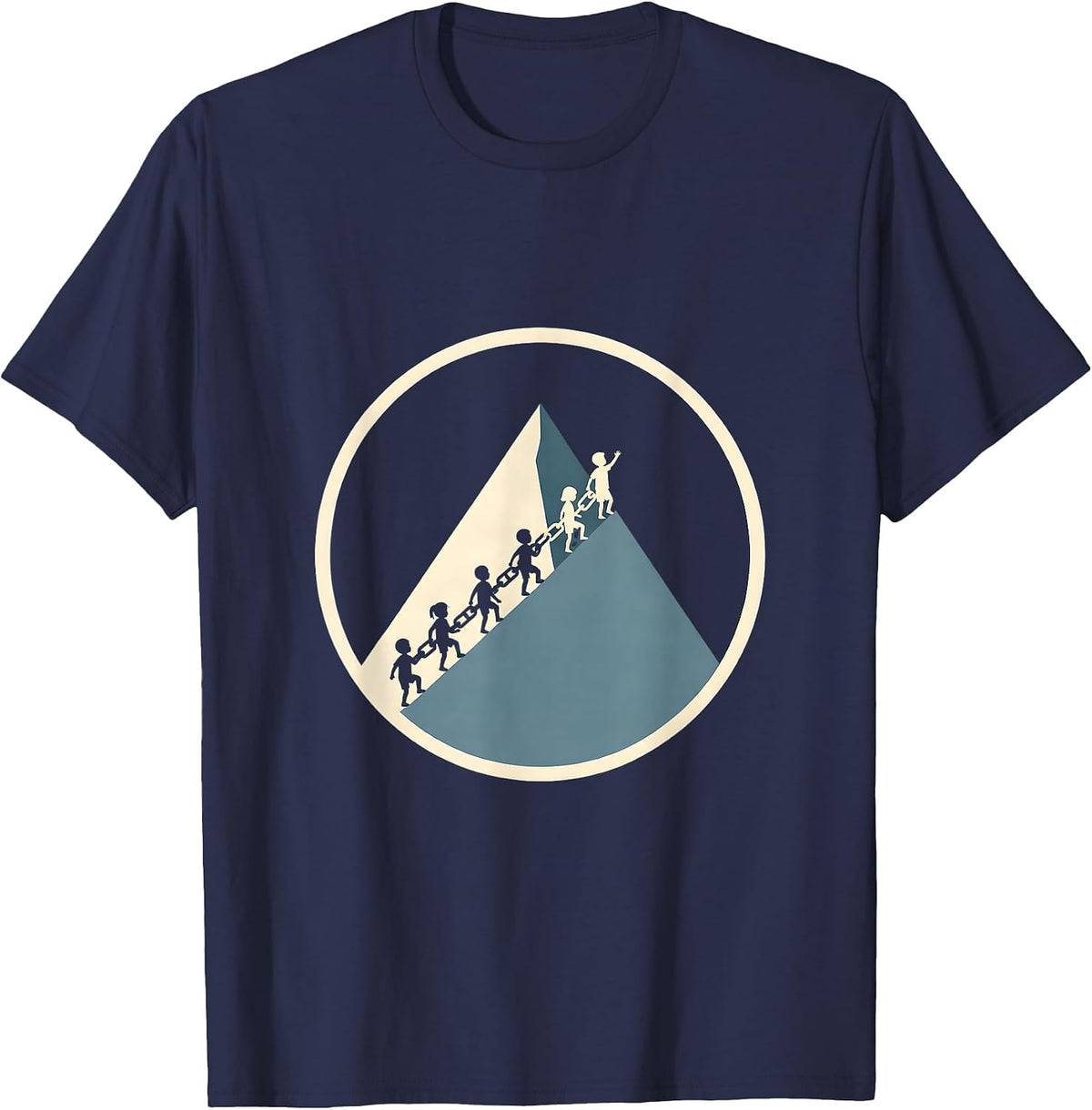 Special Education Diverse Kids Climbing Mountain Together T-Shirt - Navy Blue