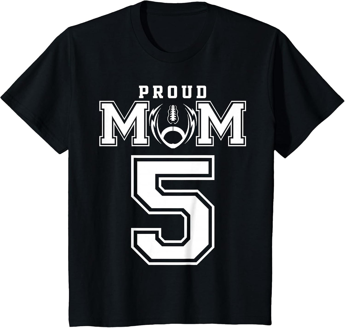 Custom Proud Football Mom Number 5 Personalised for Women T-Shirt - Black