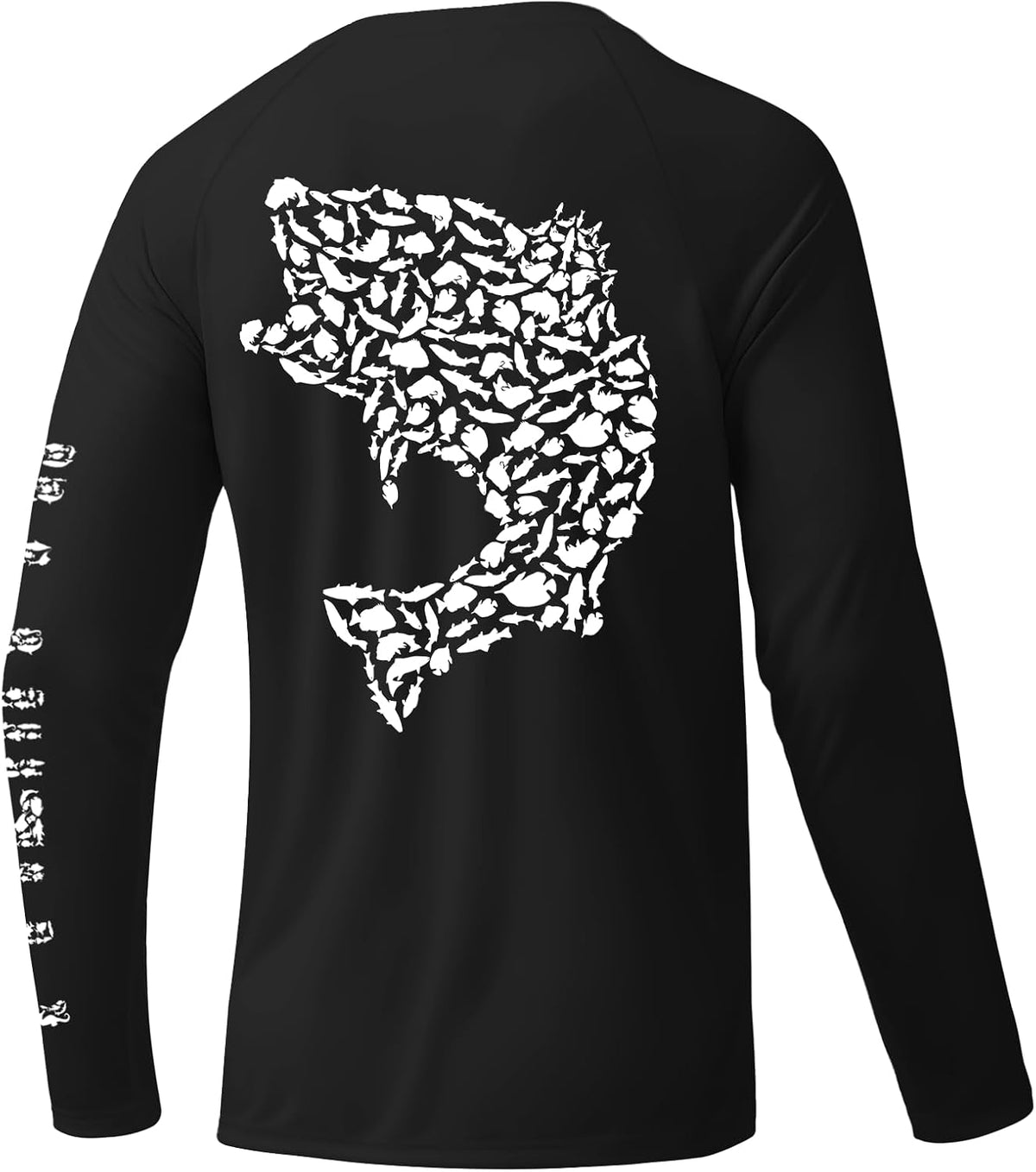 Palmyth Men UPF 50+ Fishing Shirts Long Sleeve Quick Dry Tee - Black \/ Bass