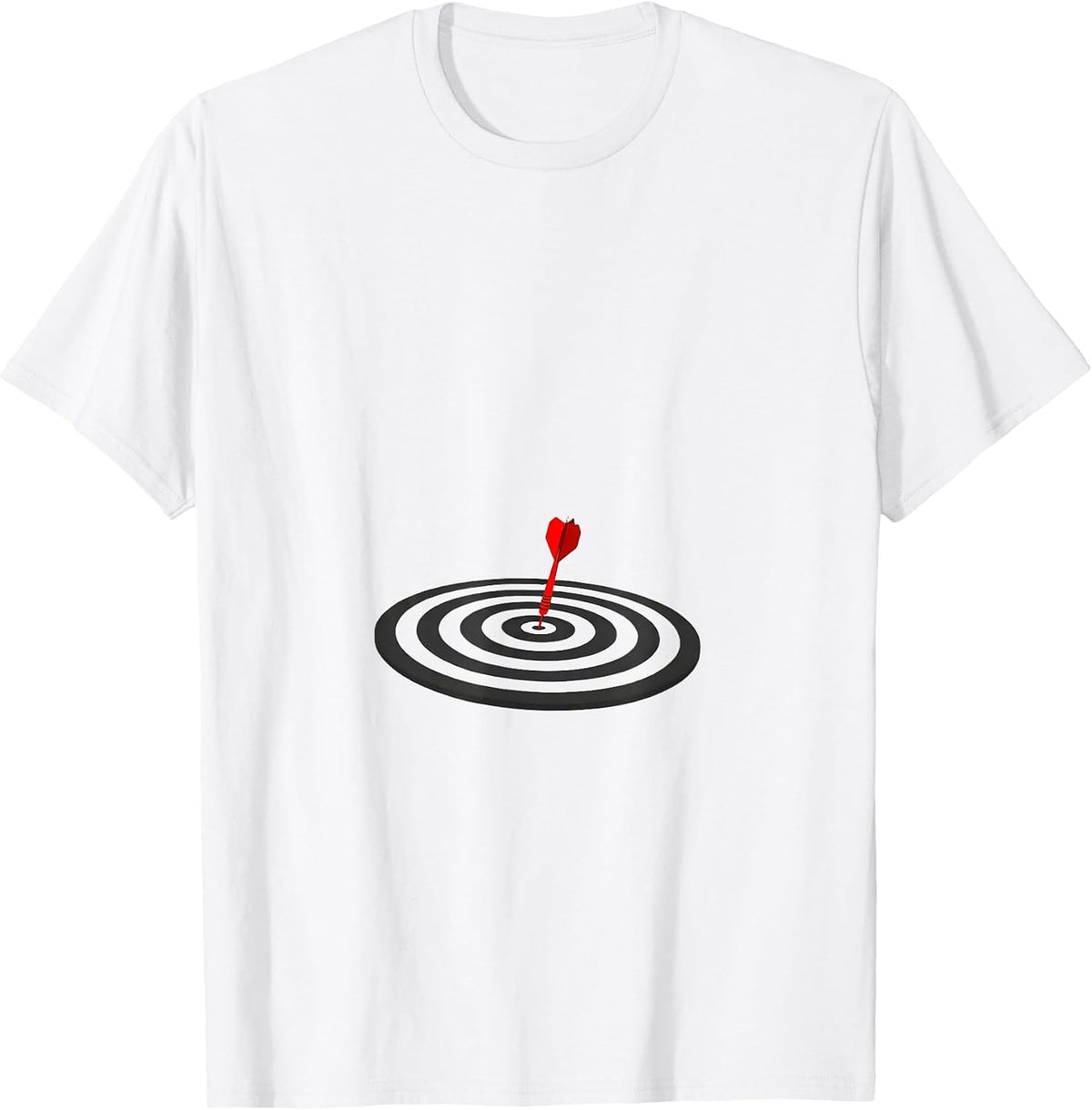Men's Ring-and-Dart Minimalist Humor Target Shooting Gift T-Shirt - White