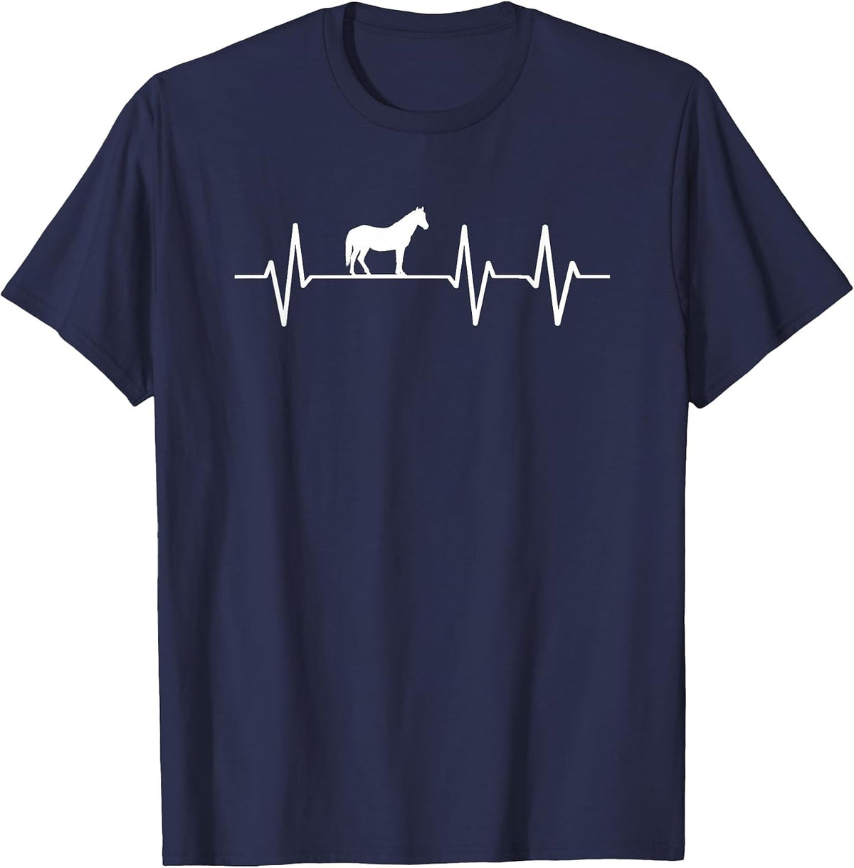 Horse Riding - Frequency of Heartbeat T-Shirt - Navy Blue