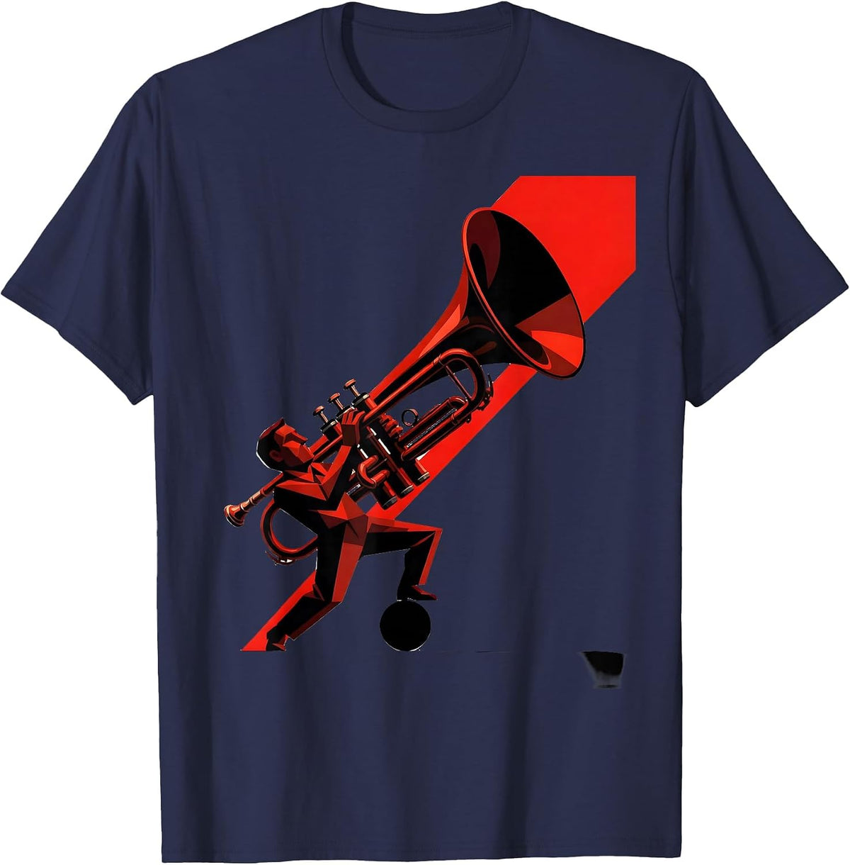 Angular Trumpet Player Marching Band Humor Instrument Lover T-Shirt - Navy Blue