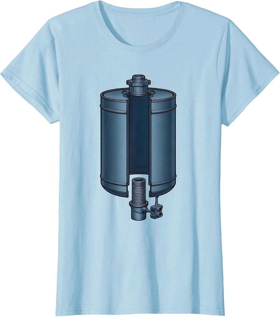Women's Exploded Hot Water Heater Funny Plumber Pipefitter Gift T-Shirt - Baby Blue