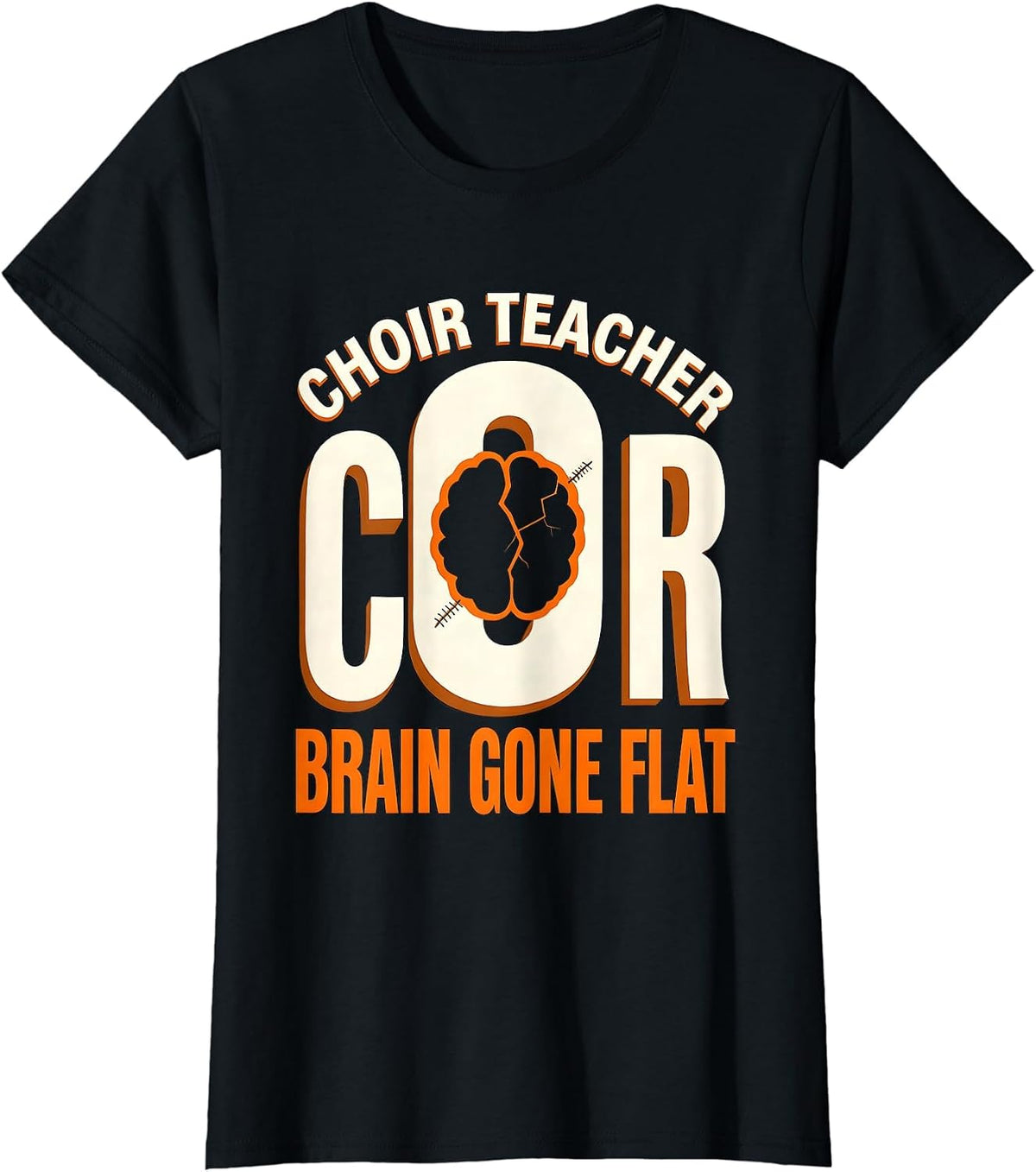 Women's Choir Teacher Brain Gone Flat Funny Zombie Halloween Teacher T-Shirt - Black