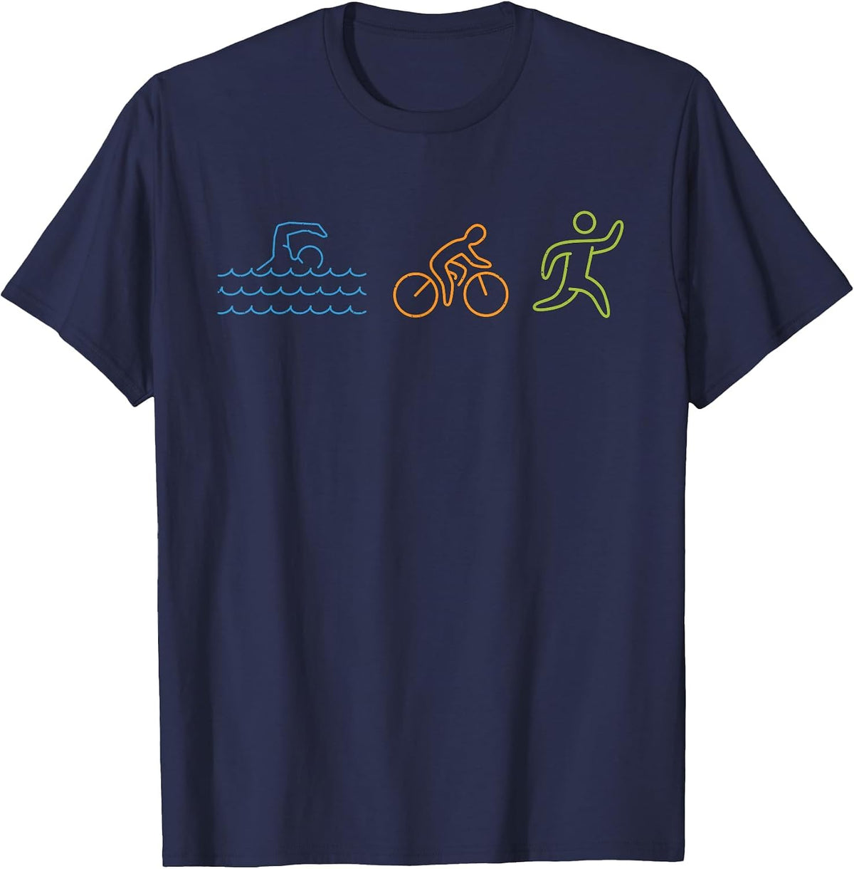 Triathlete Triathlon Swim Bike Run T-Shirt - Navy Blue