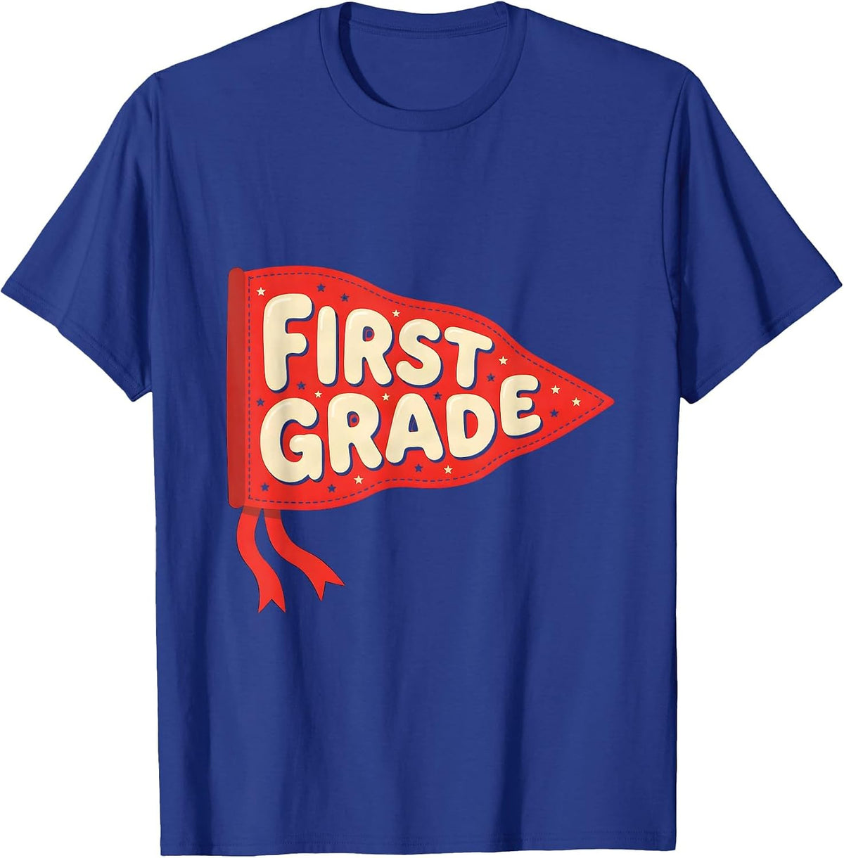 Men's First Grade Preppy Pennant Flag Back to School Teacher T-Shirt - Royal Blue