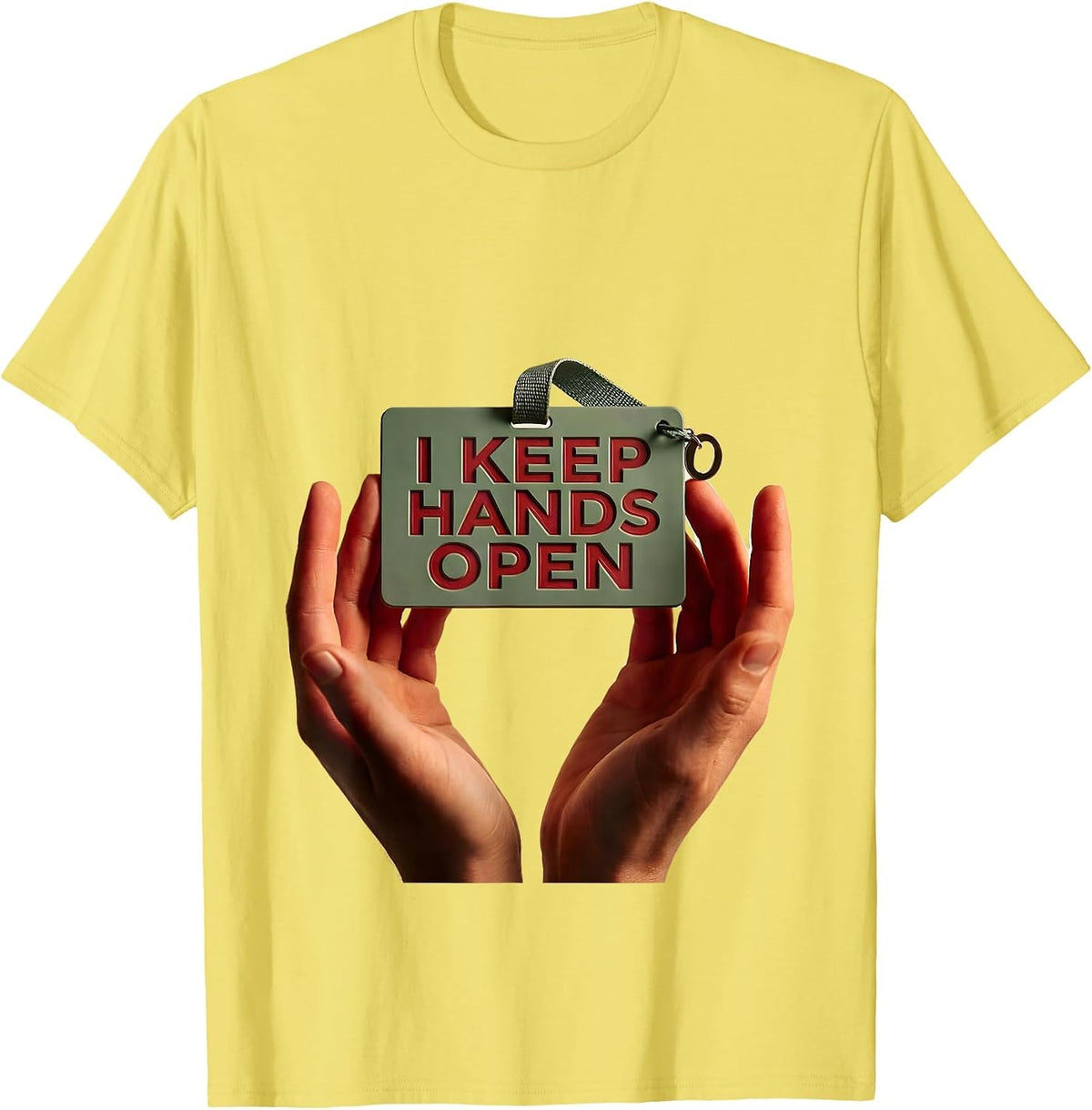 Men's I Keep Hands Open Retro Groovy Positivity Inclusion Teacher T-Shirt - Lemon Yellow