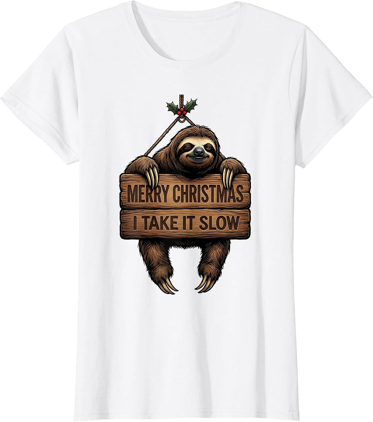 Merry Christmas, I Take It Slow Funny Sloth Lover Gift T-Shirt - White