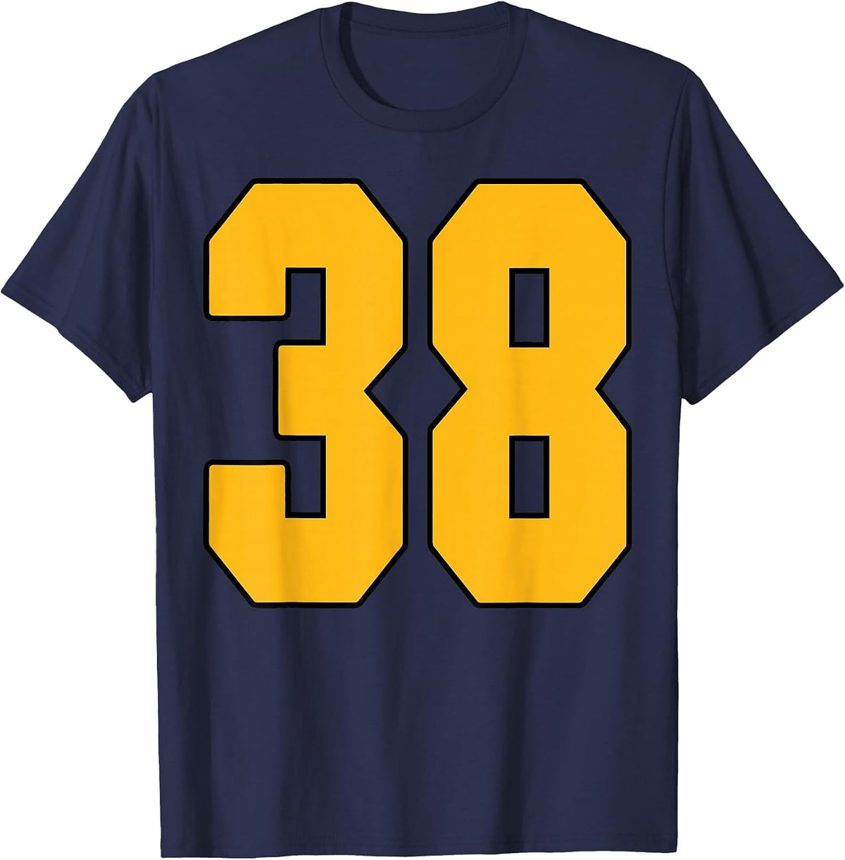 Gold Number 38 Jersey Big #38 Uniform Favorite Player T-Shirt - Navy Blue
