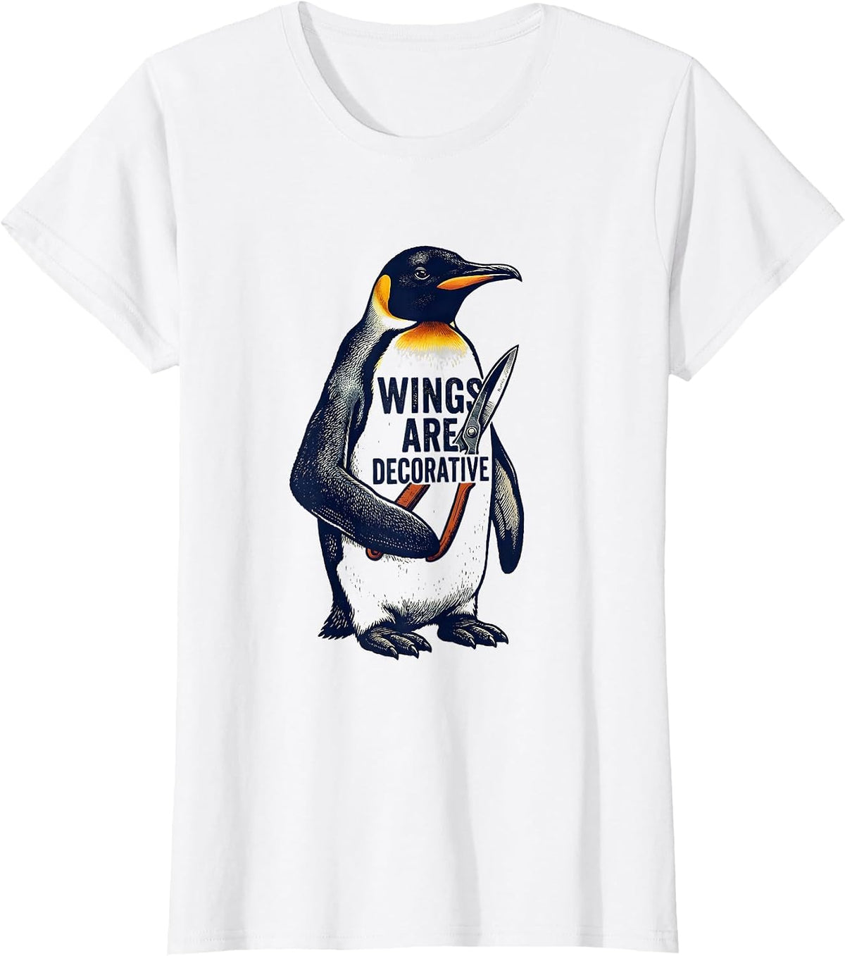 Wings Are Decorative Rubber Stamp Kiwi Dark Humor T-Shirt - White
