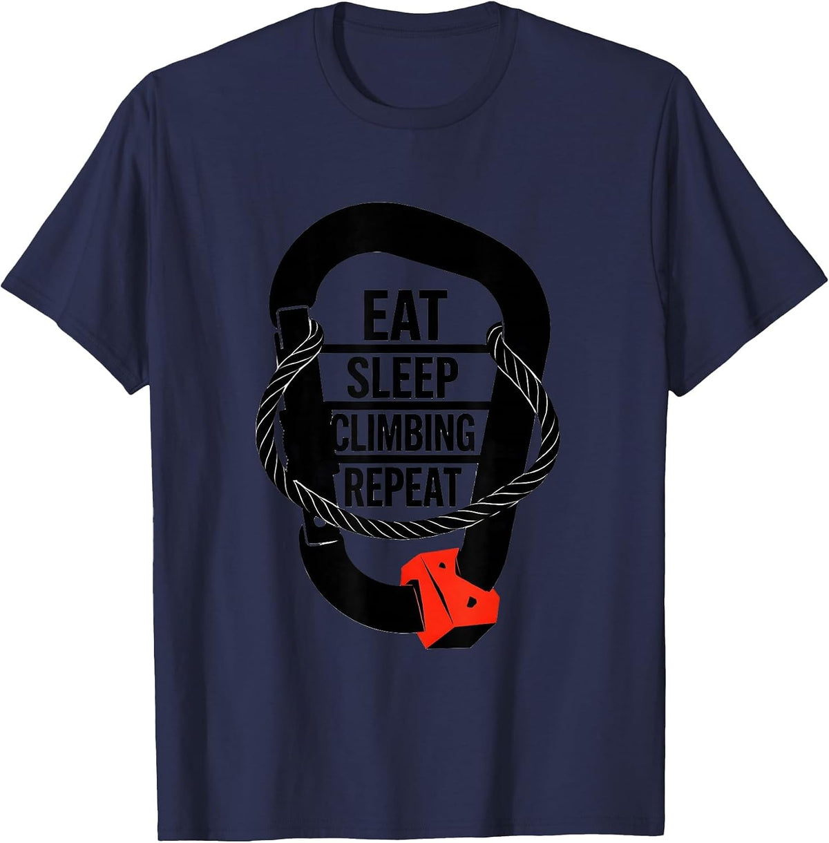 Men's EAT SLEEP CLIMBING REPEAT Minimalist Sport Fan Gift T-Shirt - Navy Blue