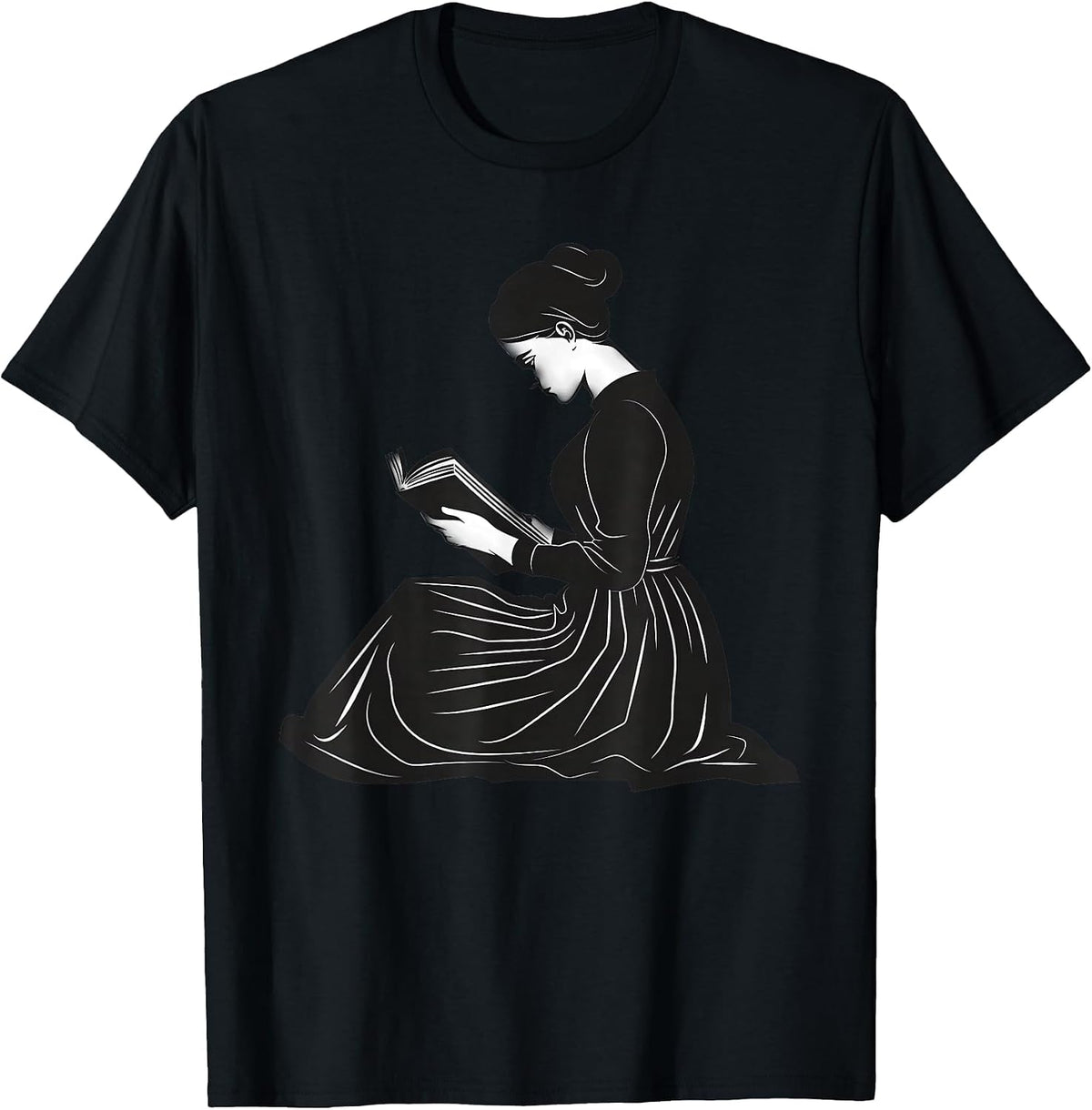 Emily Dickinson Reading A Book T-Shirt - Black