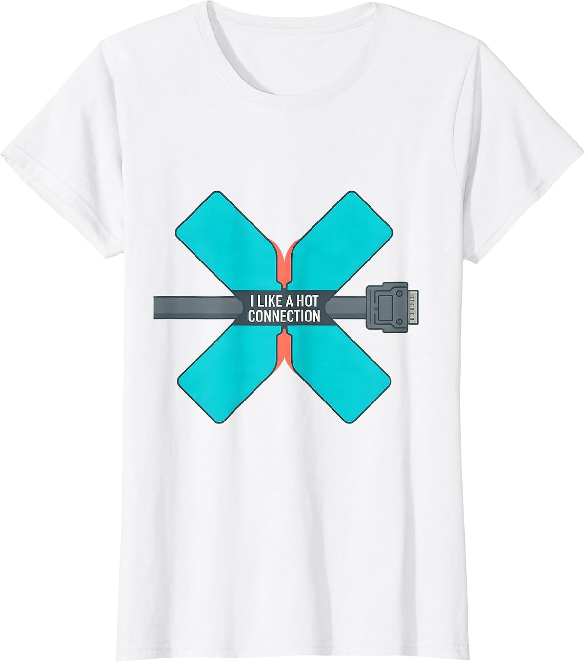 Women's I Like A Hot Connection Funny Electrician Trade Skeleton T-Shirt - White