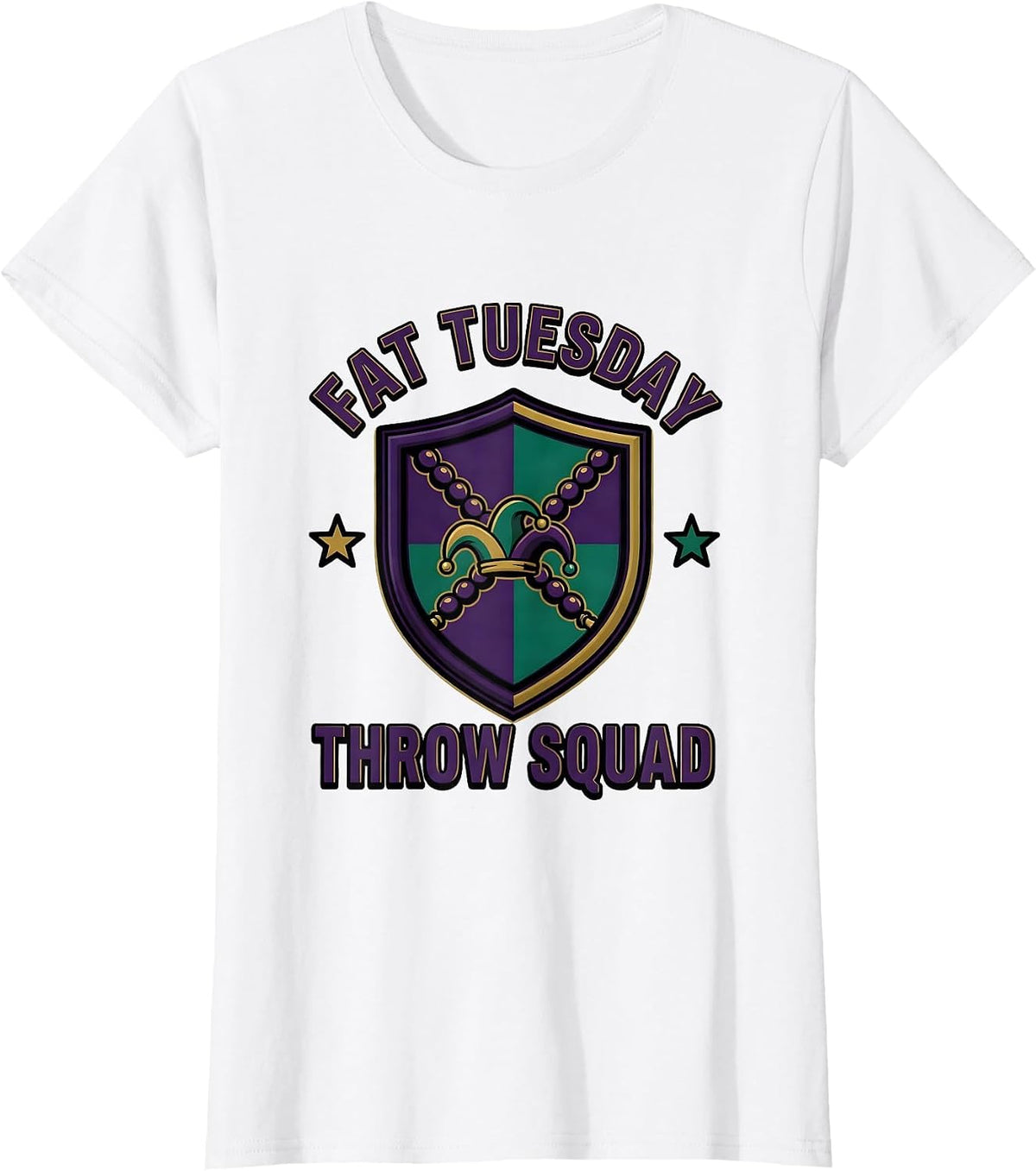 Women's Fat Tuesday Throw Squad Funny Mardi Gras Carnival Party T-Shirt - White