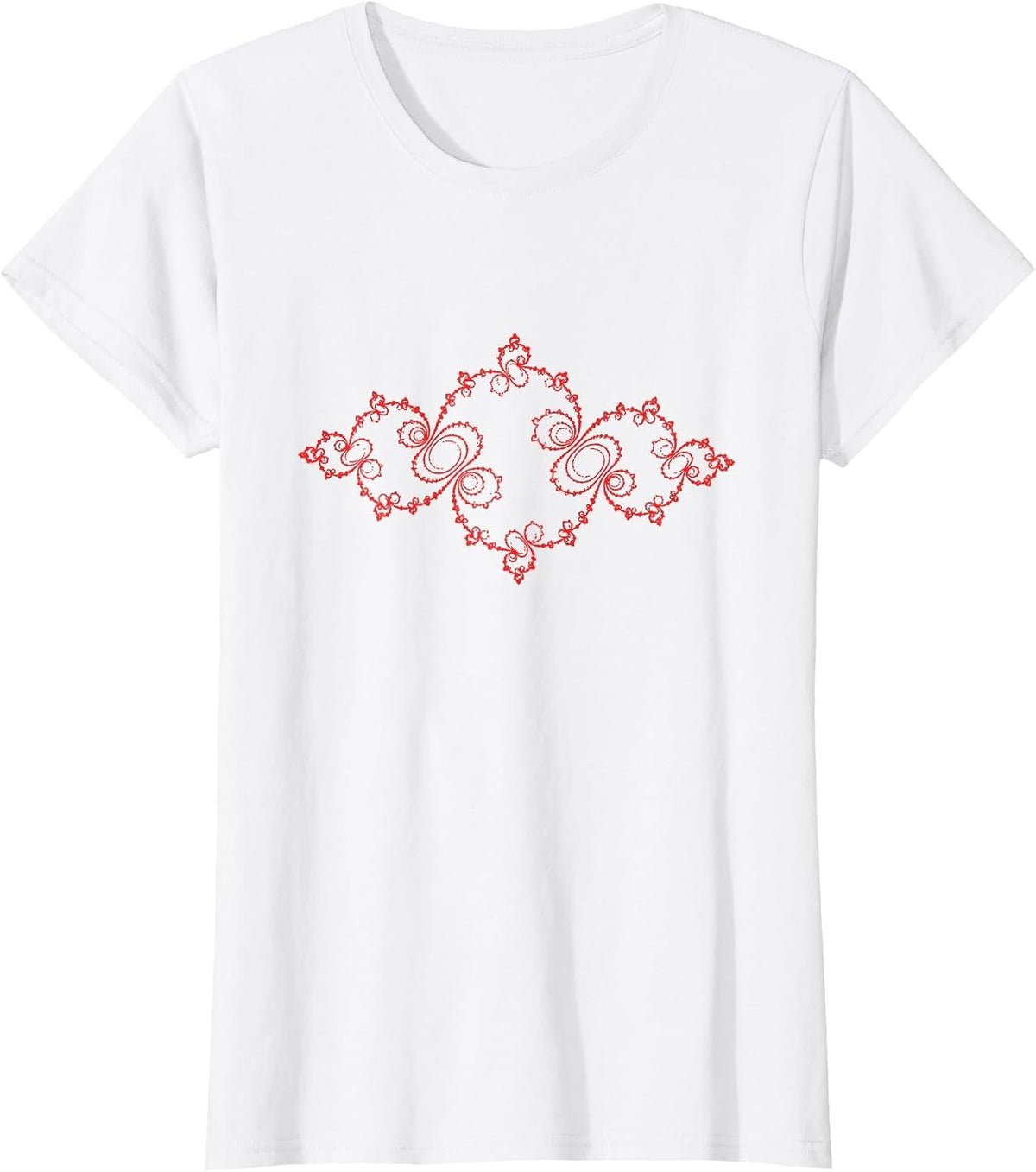 Red Julia-Set Abstract Mathematics - Complex Numbers T-Shirt - White