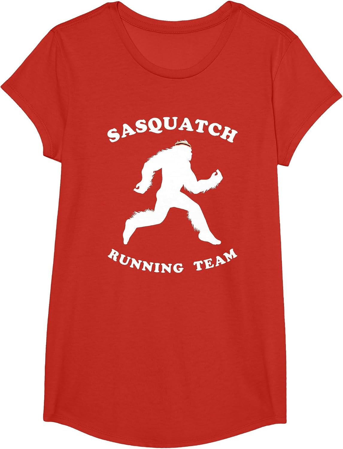 Sasquatch Running Team Bigfoot Marathon Runner T-Shirt - Girls Red