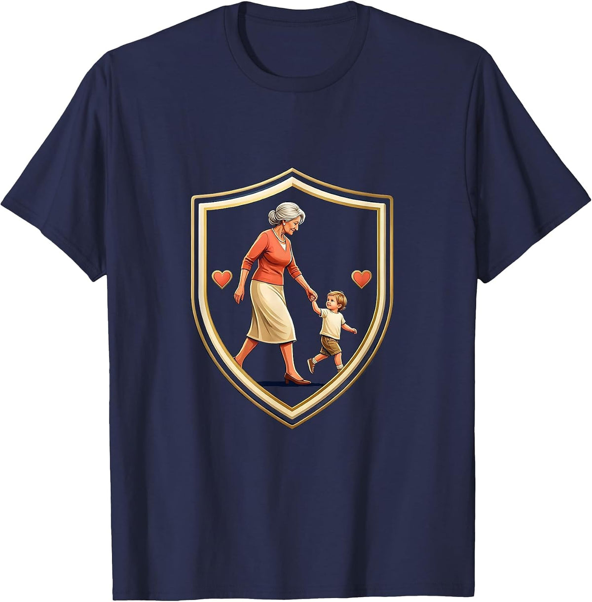 Men's Gigi Grandma Shield Emblem Grandma Pride Badge T-Shirt - Navy Blue