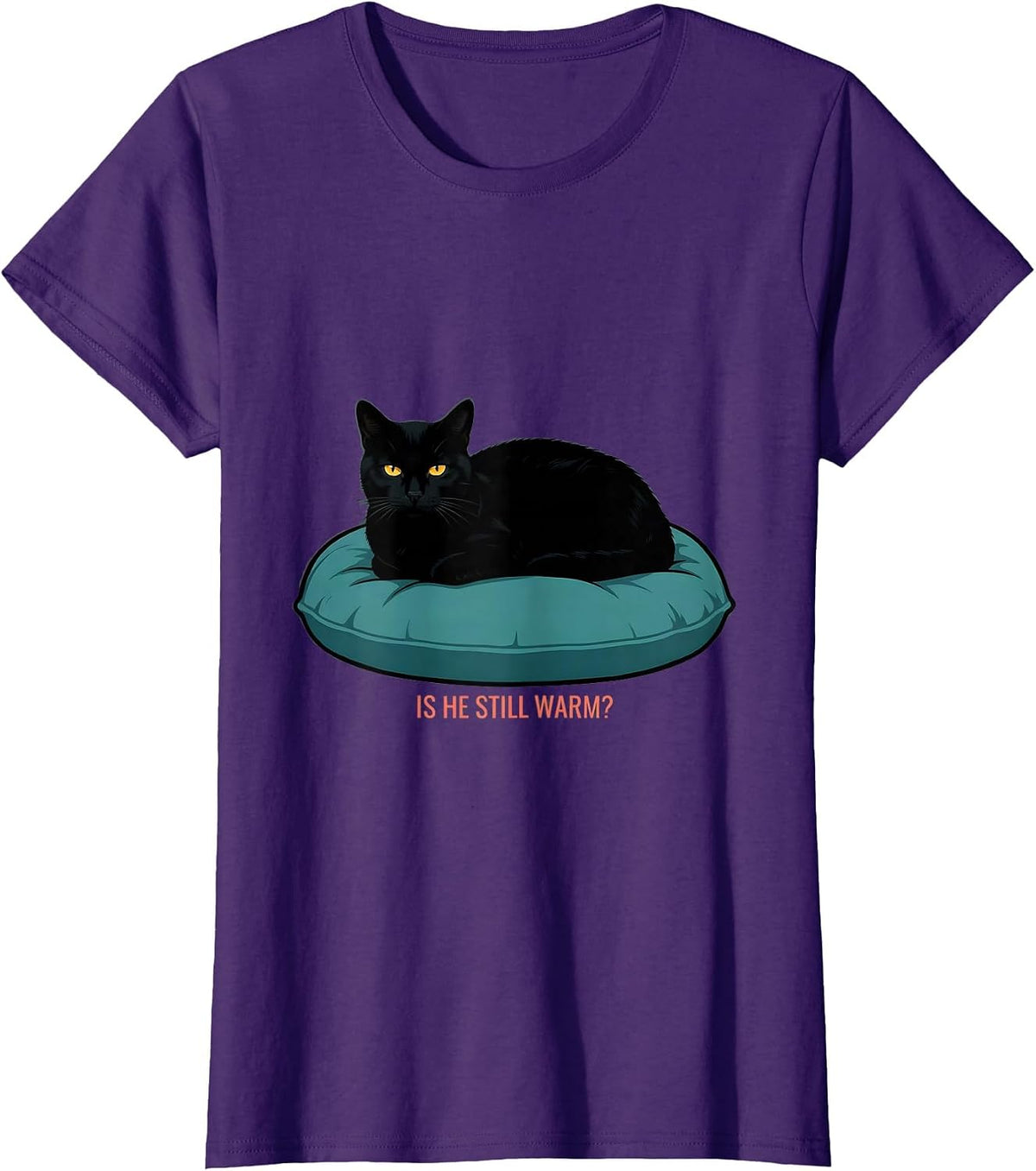 Women's Is He Still Warm Dark Humor Gothic Cat Lover Gift T-Shirt - Purple