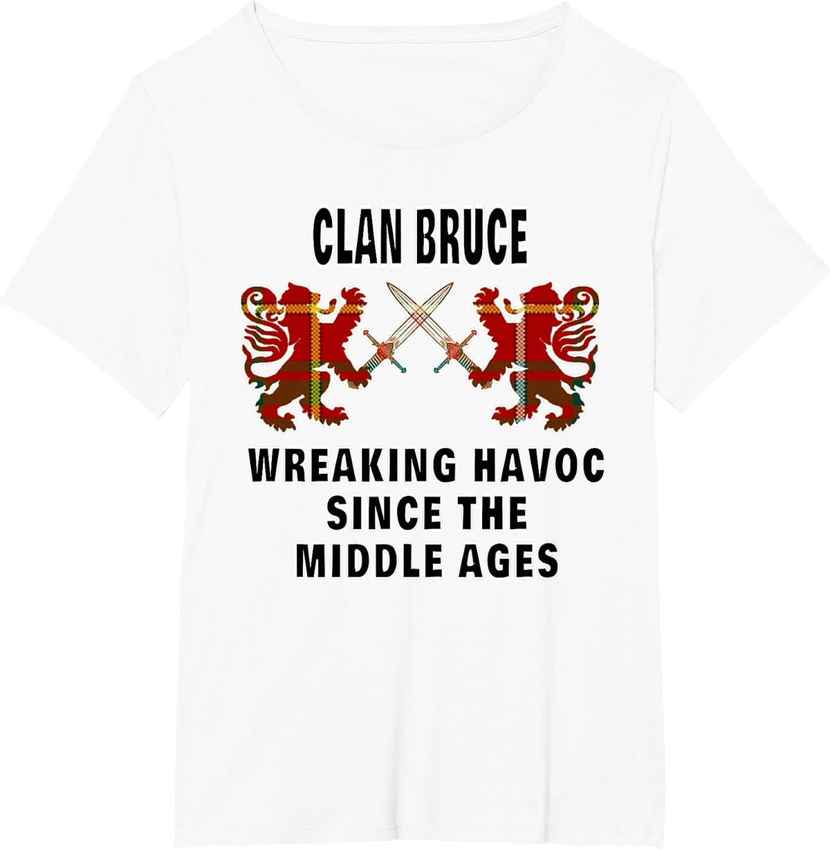 Bruce Scottish Clan Family Kilt Tartan Lion T-Shirt - White