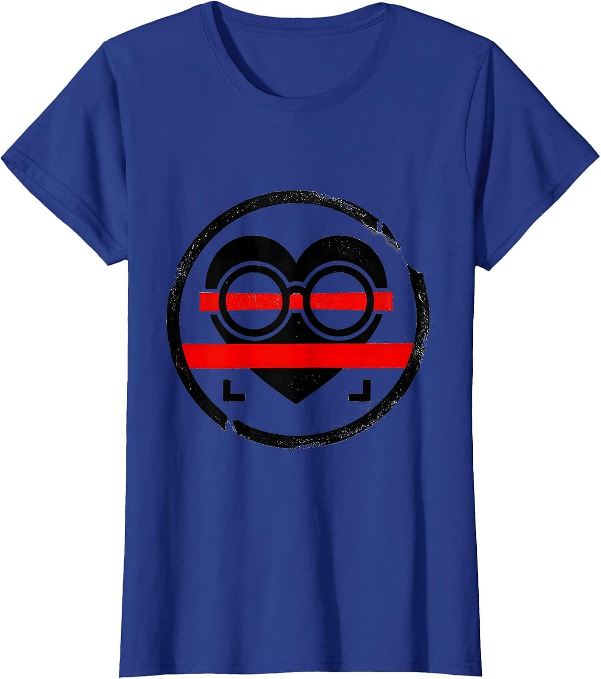 Women's Sealed Nerd Heart Stamp Badge Humor T-Shirt - Royal Blue