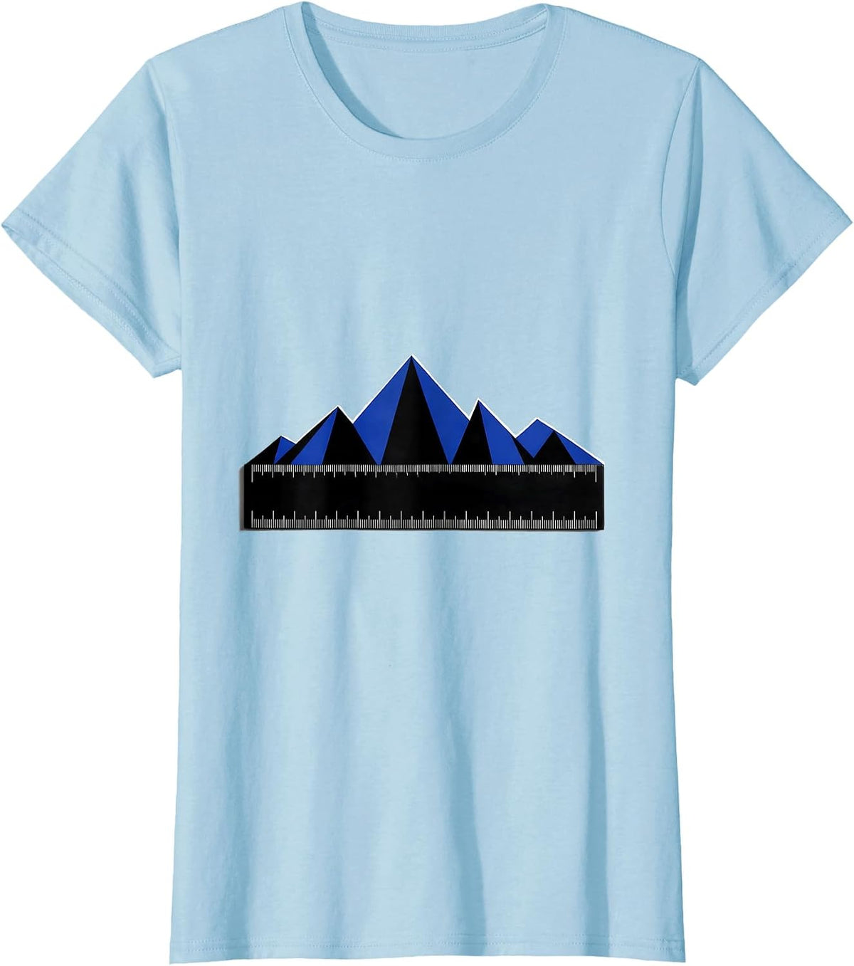 Math Teacher Ruler Mountain Range Graphic T-Shirt - Baby Blue