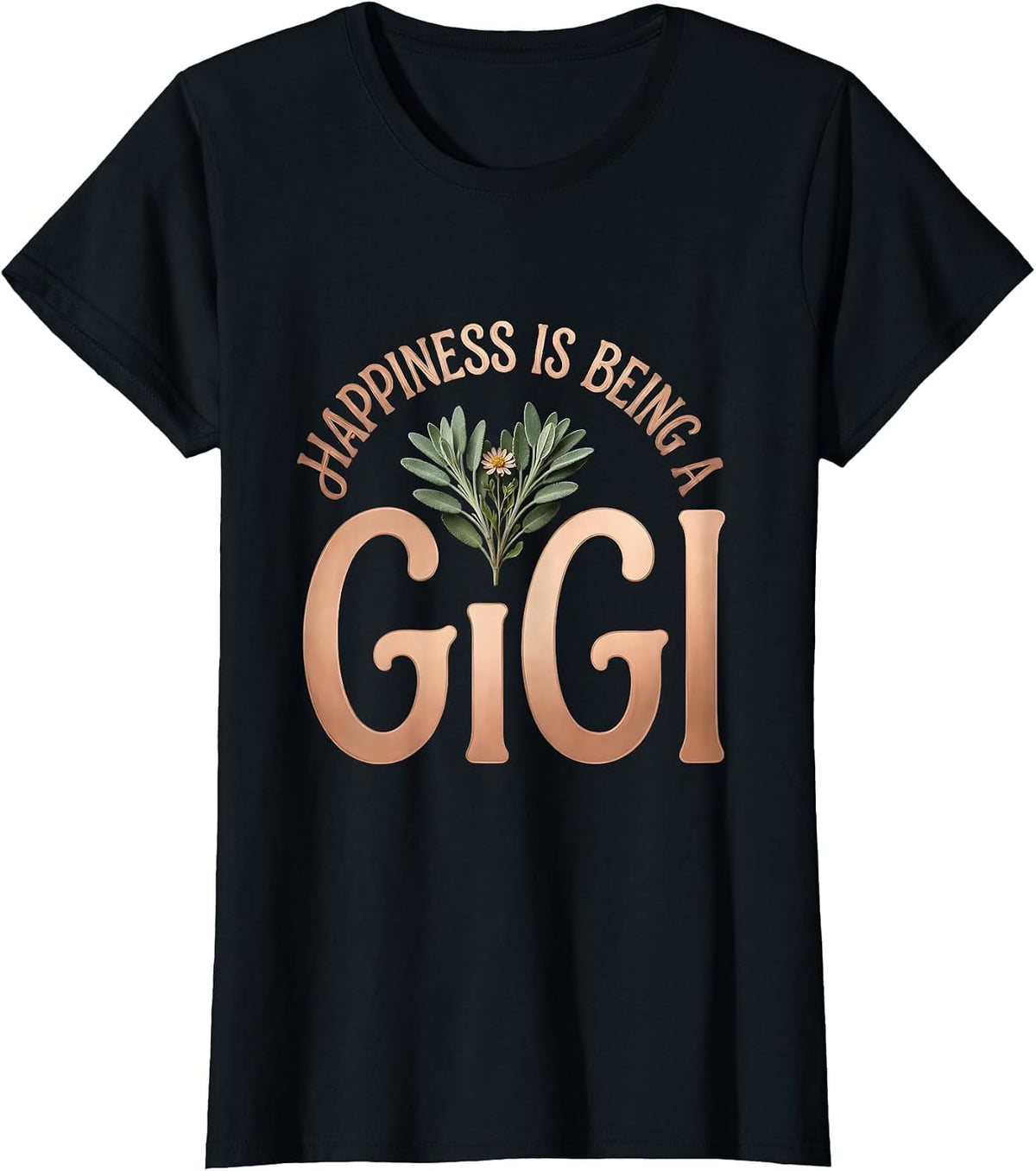 Happiness Is Being A Gigi Boho Grandma Nickname Gift T-Shirt - Black