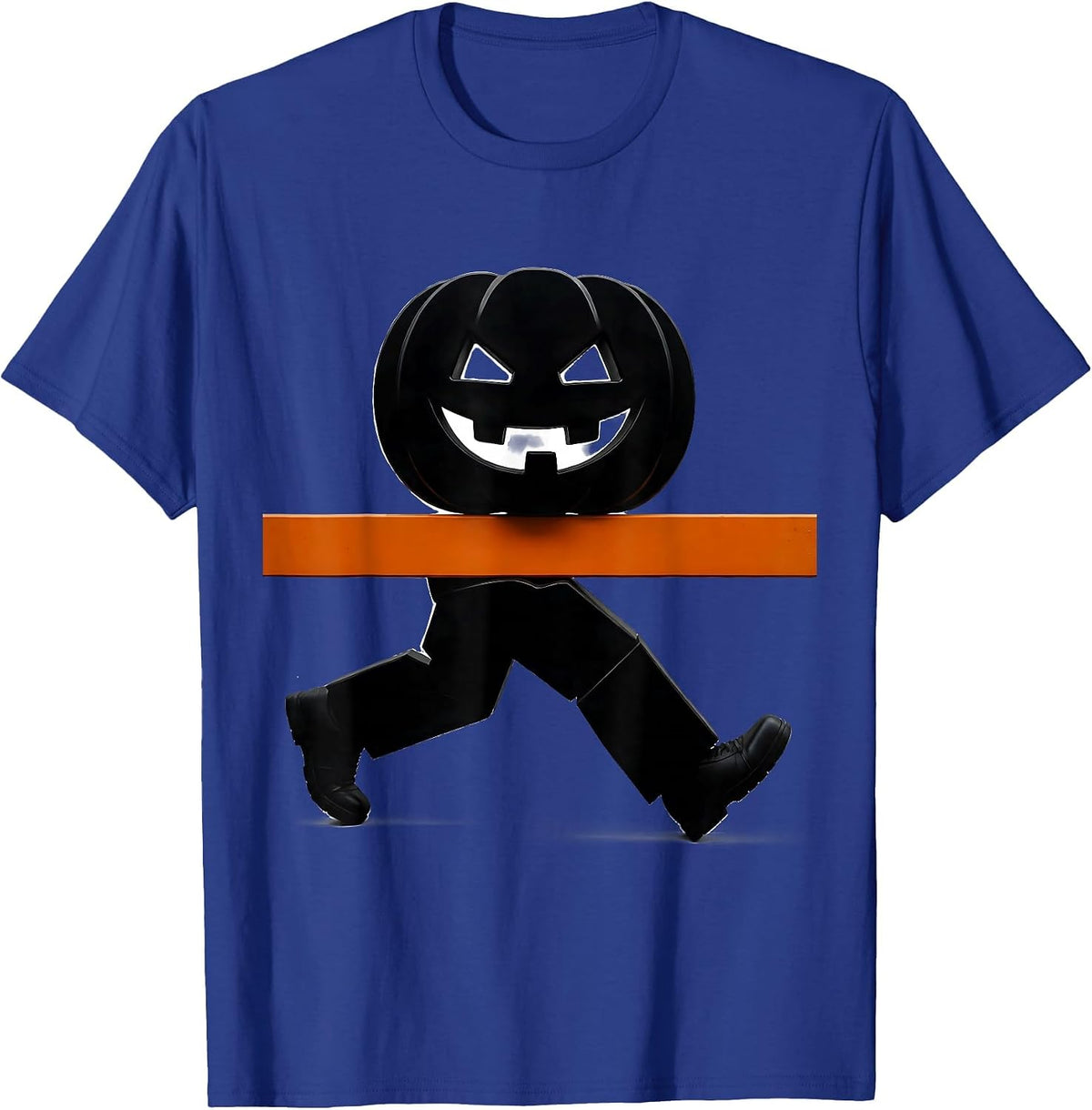 Men's Pumpkin Runner Costume Halloween Marathon Team T-Shirt - Royal Blue