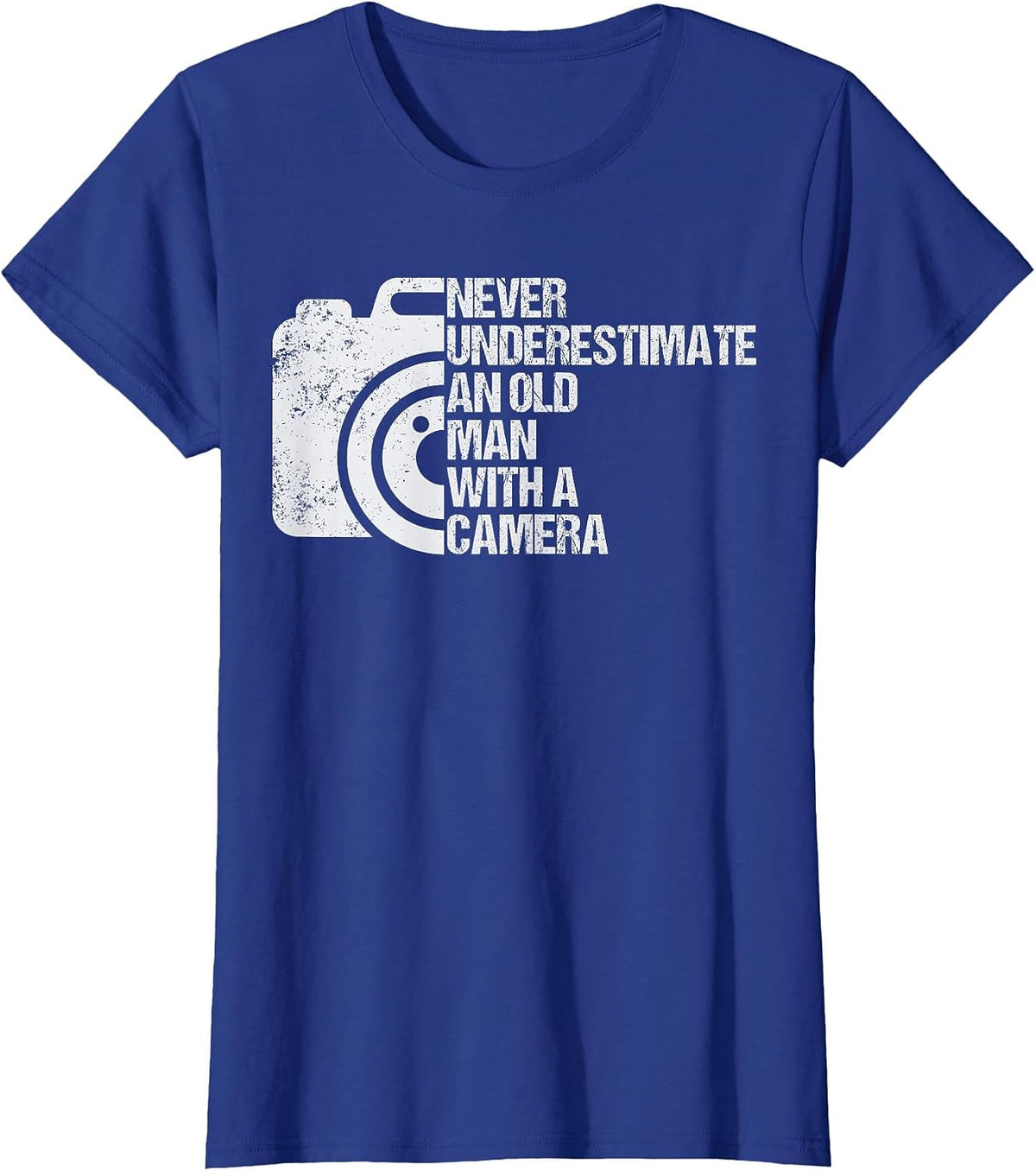 Never Underestimate an Old Man with A Camera Photography T-Shirt - Royal Blue
