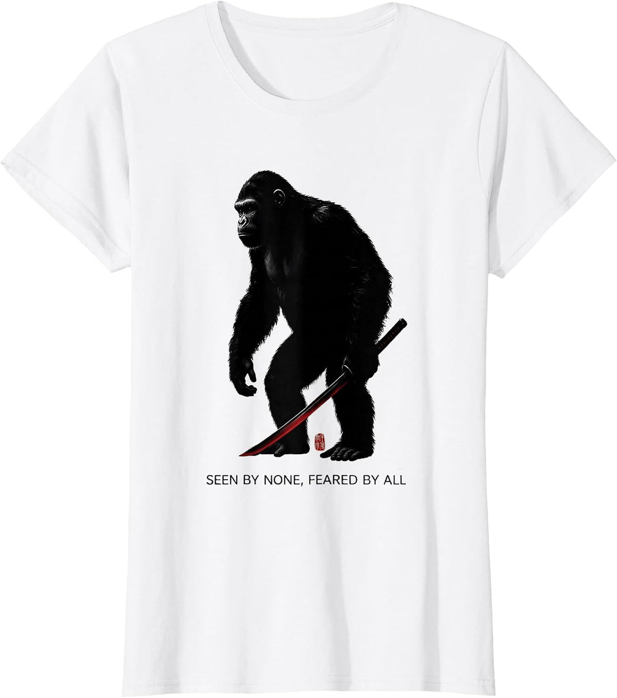 Seen By None Feared By All Samurai Bigfoot Ukiyo-e Warrior T-Shirt - White