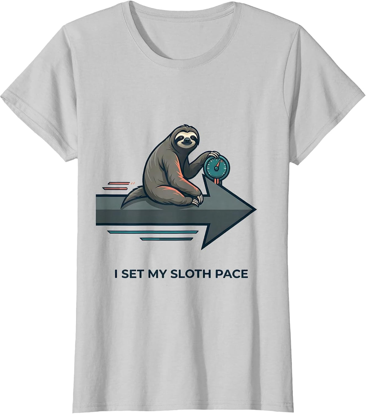 I Set My Sloth Pace Funny Sloth Lover Humor Gift T-Shirt - Silver Grey