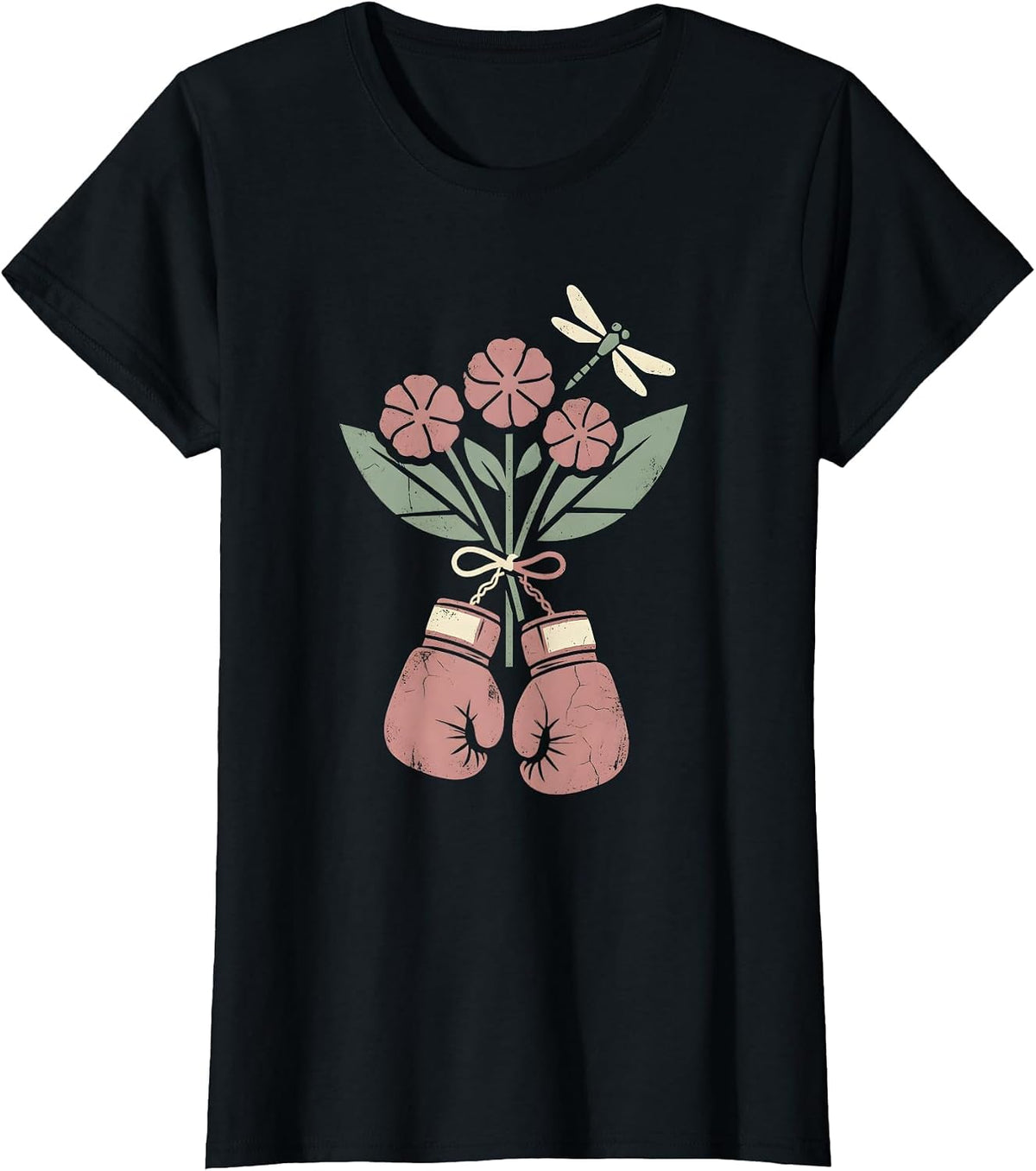 Pink Boxing Gloves Breast Cancer Awareness Design T-Shirt - Black