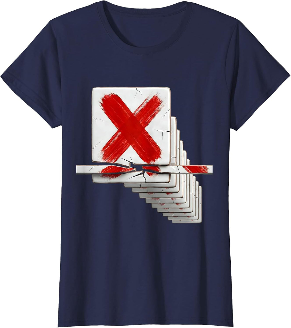 Women's Mahjong Tile Rack Break Funny Mahjong Lover Gift T-Shirt - Navy Blue