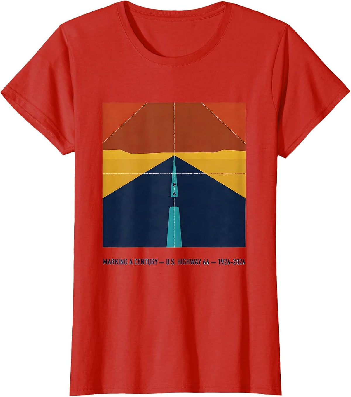Women's Marking A Century — U.S. Highway 66 — 1926-2026 Vintage T-Shirt - Red