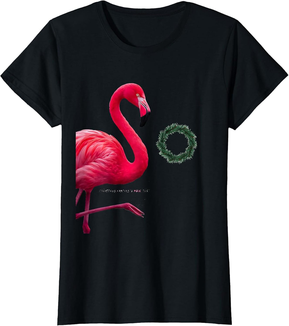 Christmas Arrives In Pink First Funny Pink Flamingo T-Shirt - Black