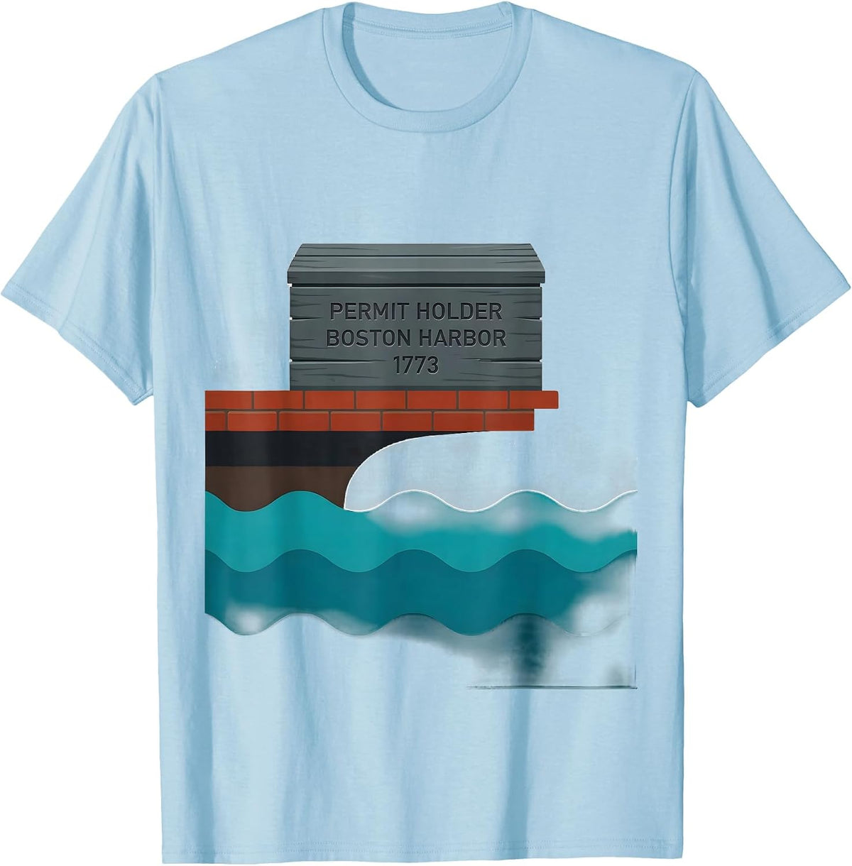 Men's Permit Holder Boston Harbor 1773 Funny History Teacher 4th T-Shirt - Baby Blue