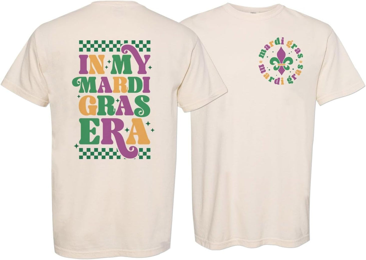Retro Mardi Gras Era Front and Back Print Comfort Colors Short Sleeve Tee Unisex - Ivory