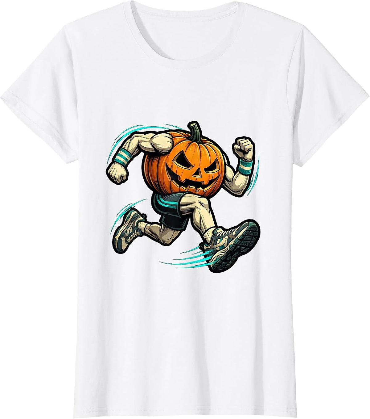 Pumpkin Runner Halloween Costume Funny Marathon T-Shirt - White