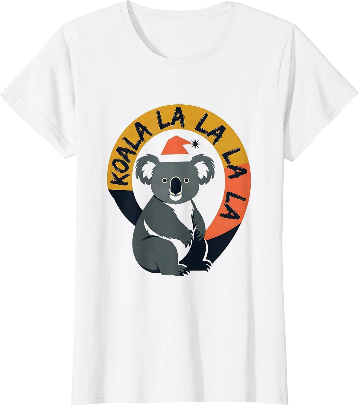 Women's Koala La La La La Midcentury Modern Christmas Pun Koala T-Shirt - White