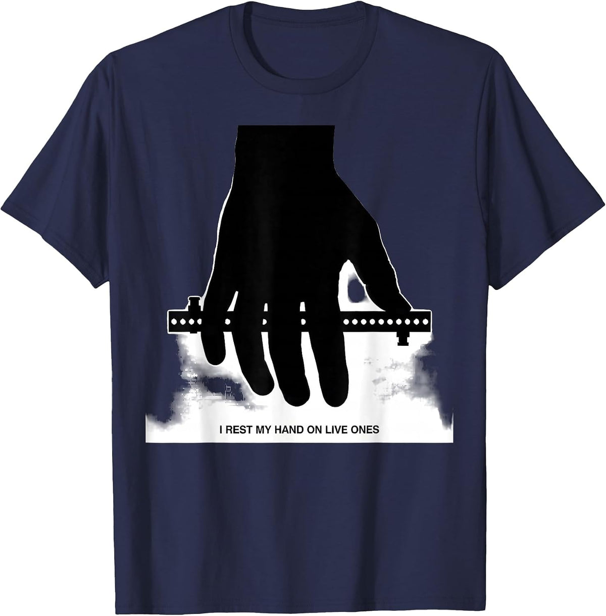 Men's I Rest My Hand On Live Ones Funny Electrician Lineman Gift T-Shirt - Navy Blue