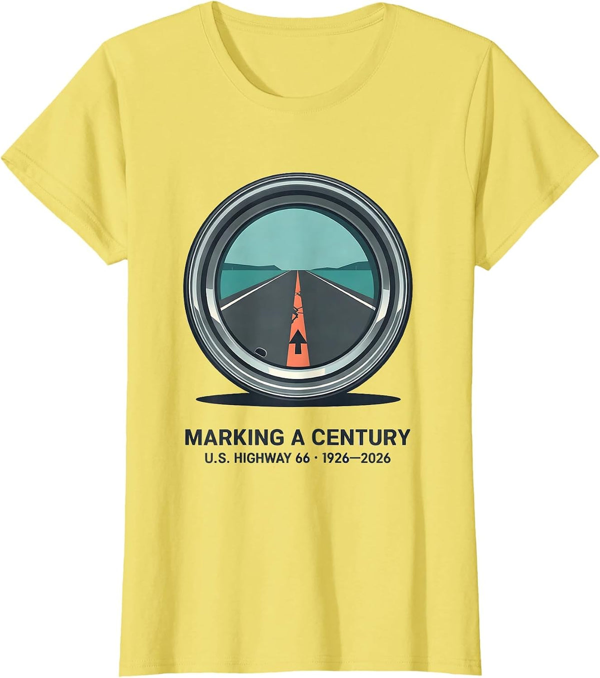 Marking A Century U.S. Highway 66 1926-2026 Vintage T-Shirt - Lemon Yellow