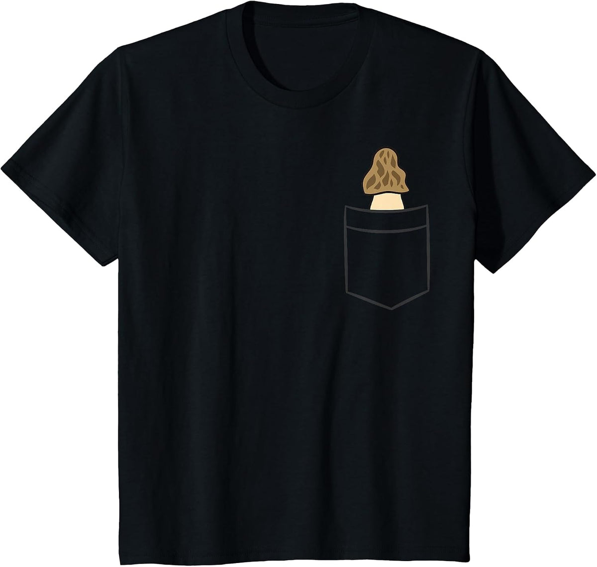 Cute Morel Mushroom in The Pocket Foraging Morels T-Shirt - Black