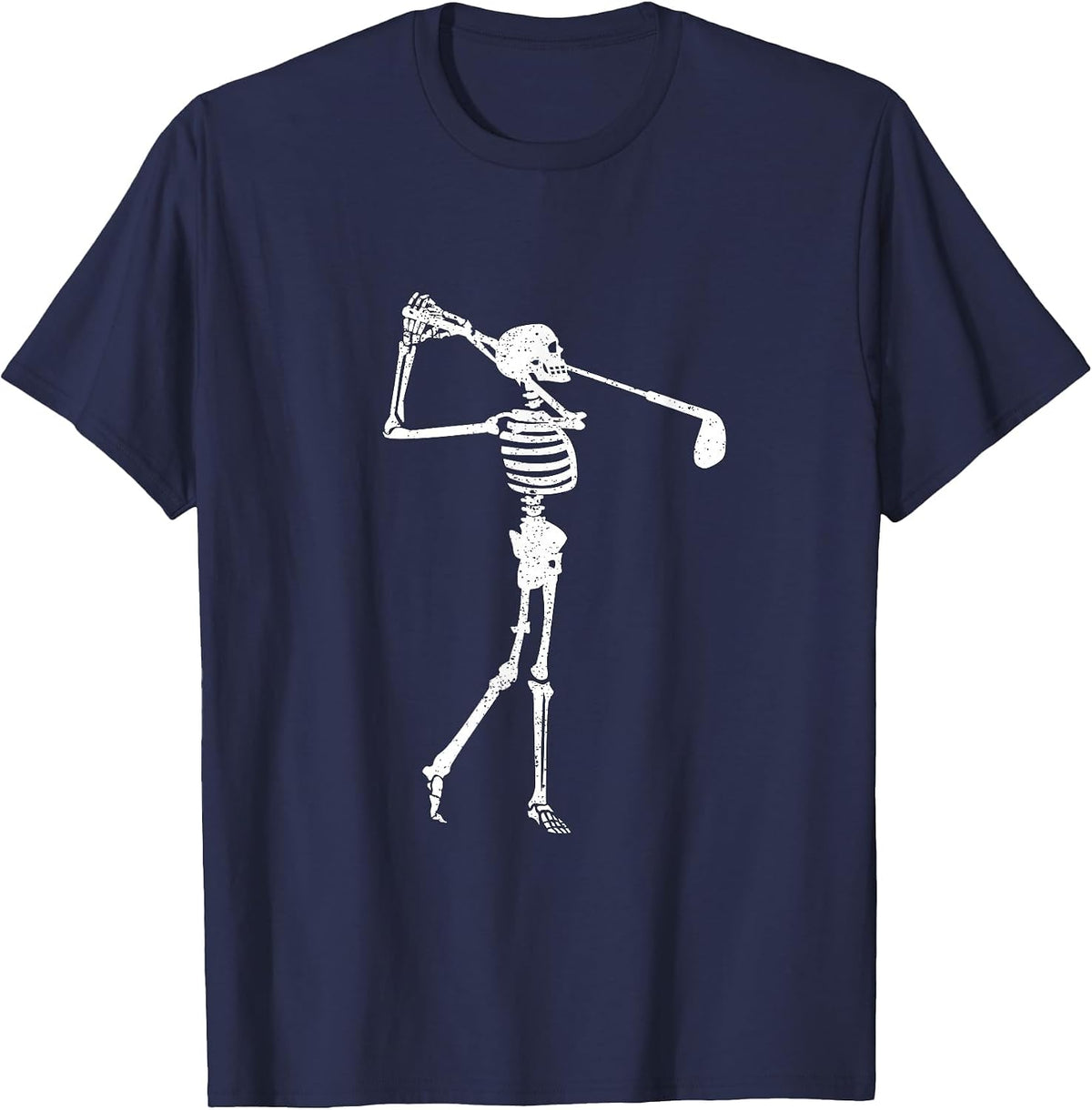 Skeleton Golf Player Funny Halloween Golfing Sports Golfer T-Shirt - Navy Blue