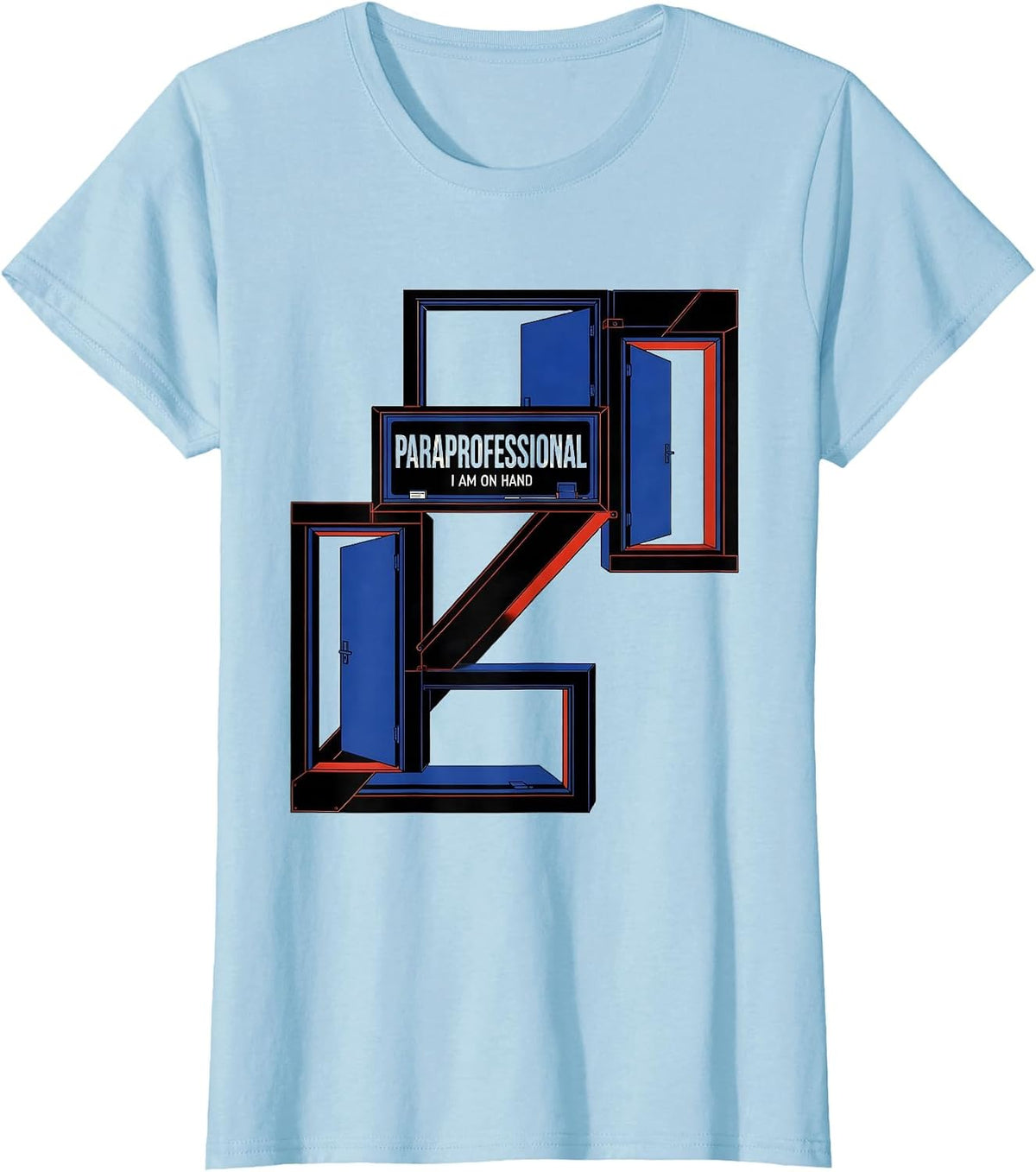 Paraprofessional I Am On Hand Geometric School Staff T-Shirt - Baby Blue