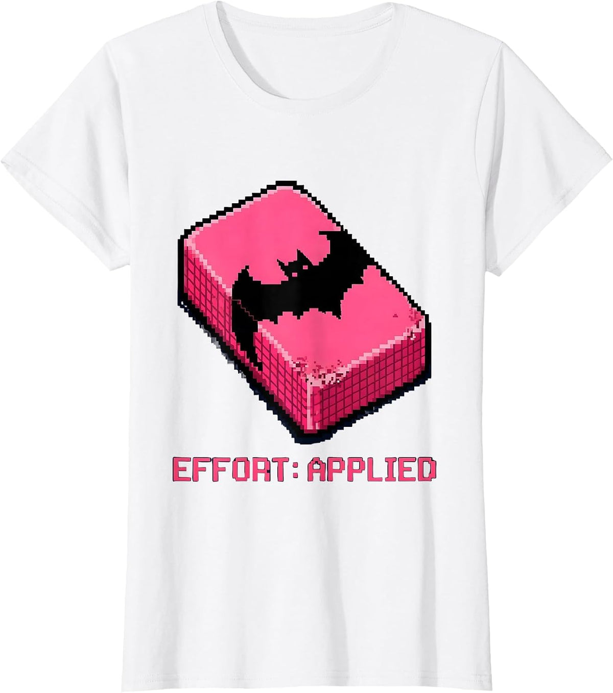 Effort: Applied Pixel Art Pink Eraser Halloween Teacher T-Shirt - White
