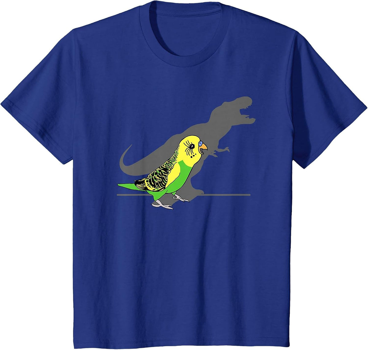 T-rex Green Budgie Parakeet Budgerigar Dinosaur Shadow Bird T-Shirt - Royal Blue