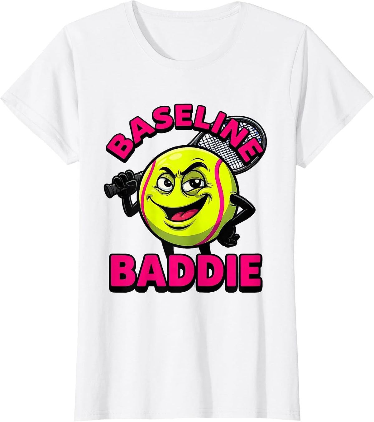 Baseline Baddie Tennis Graphic Design T-Shirt - White