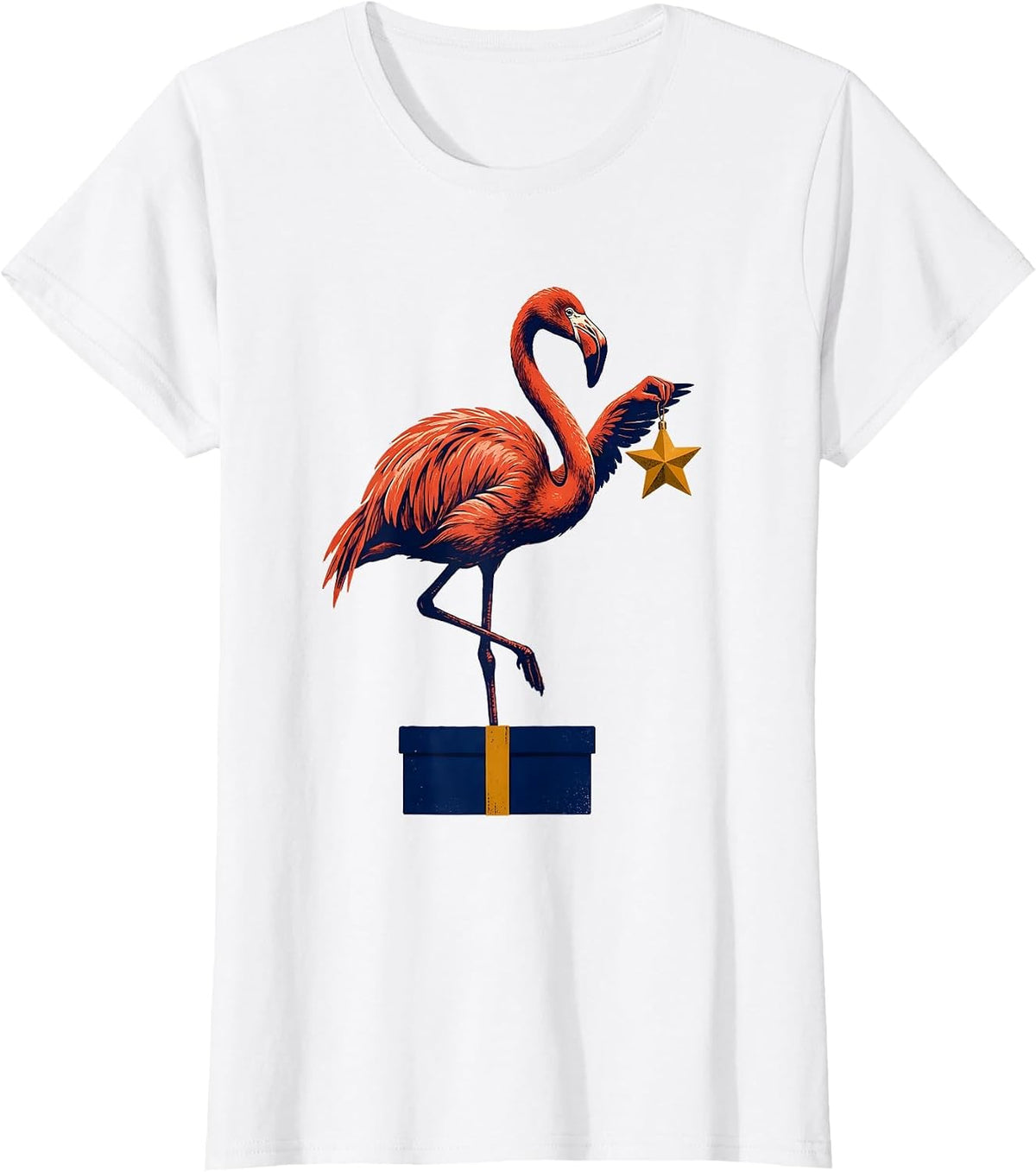 One-Legged Flamingo Wood Type Letterpress Funny Flamingo T-Shirt - White