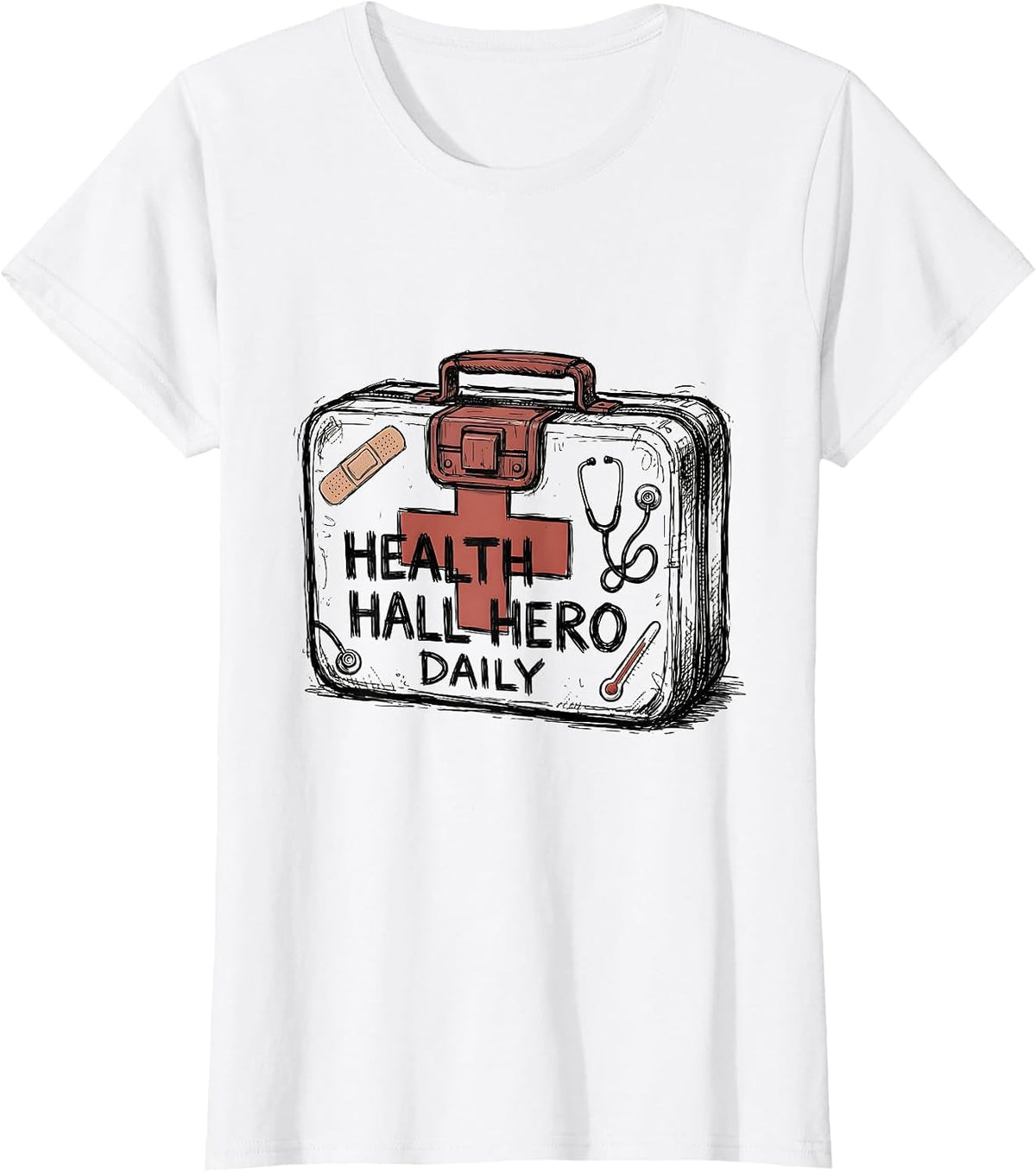 School Nurse Health Hall Hero Daily Design T-Shirt - White
