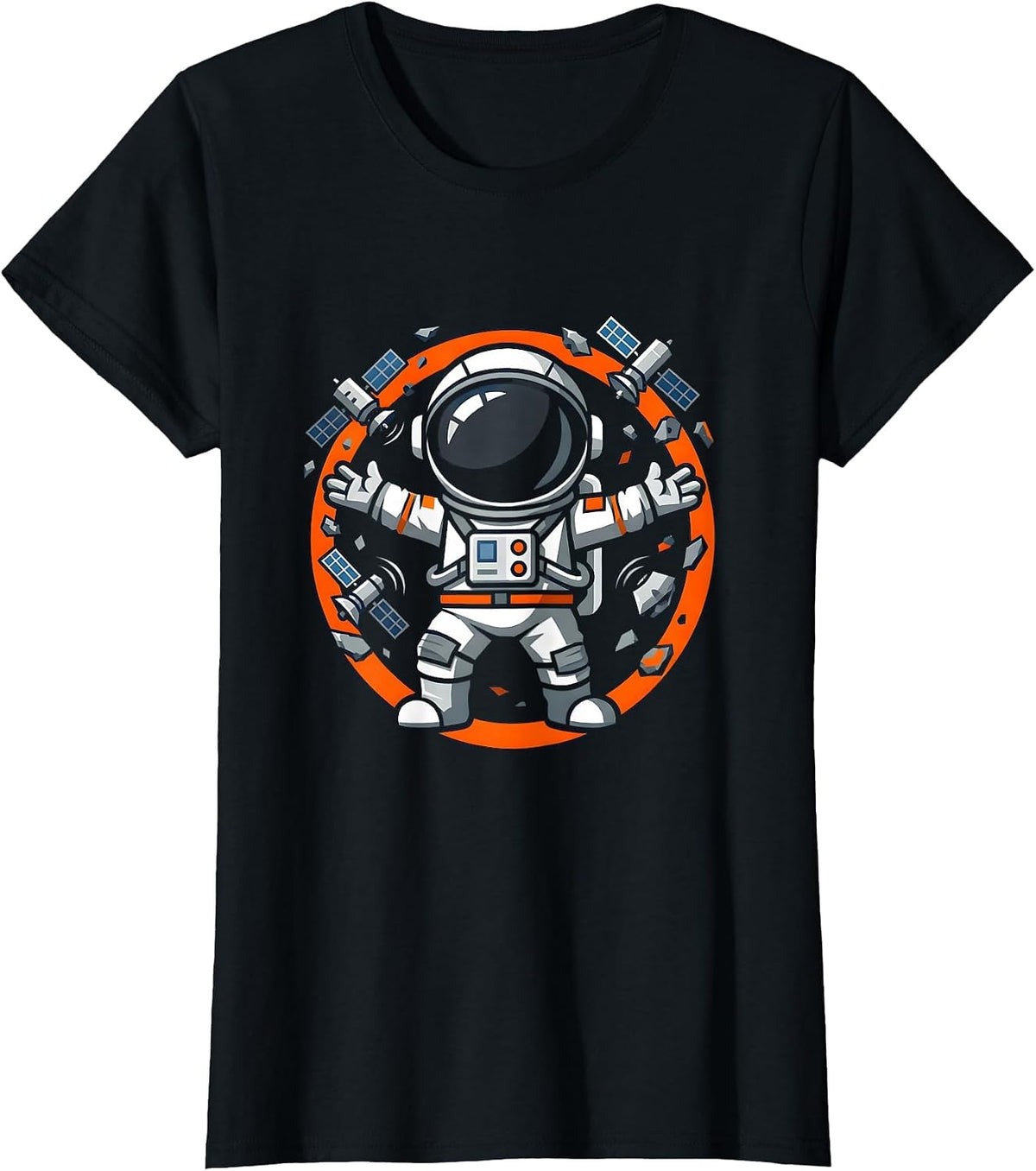 Women's Chaos Coordinator Astronaut Space Debris Design T-Shirt - Black
