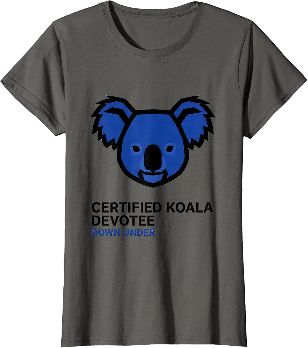 Women's Certified Koala Devotee Down Under Australian Wildlife T-Shirt - Asphalt Grey